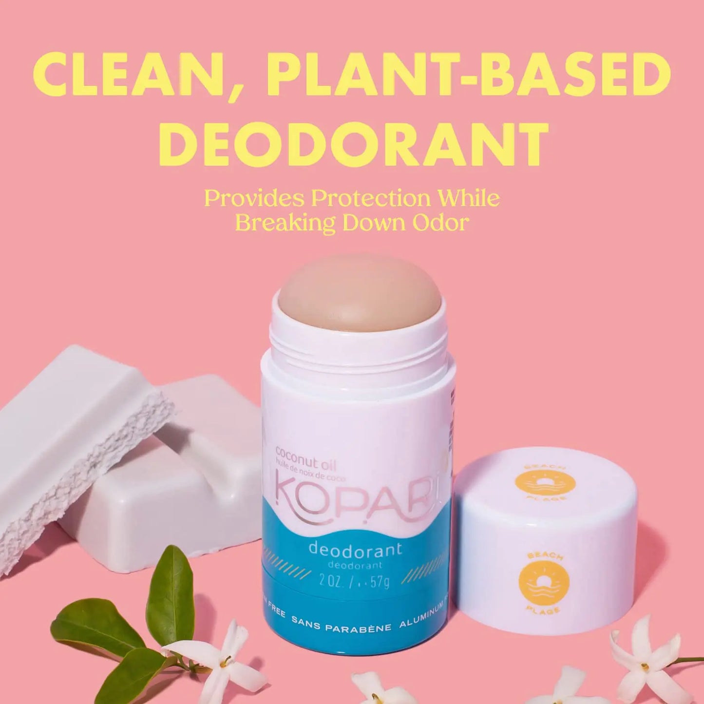 Kopari Deodorant for Women with Organic Coconut Oil | Aluminum Free Deodorant | Non Toxic Deodorant, Vegan, Gluten Free, Paraben Free, Deodorant for Men & Women | 2.0 oz | Beach 1 Beach