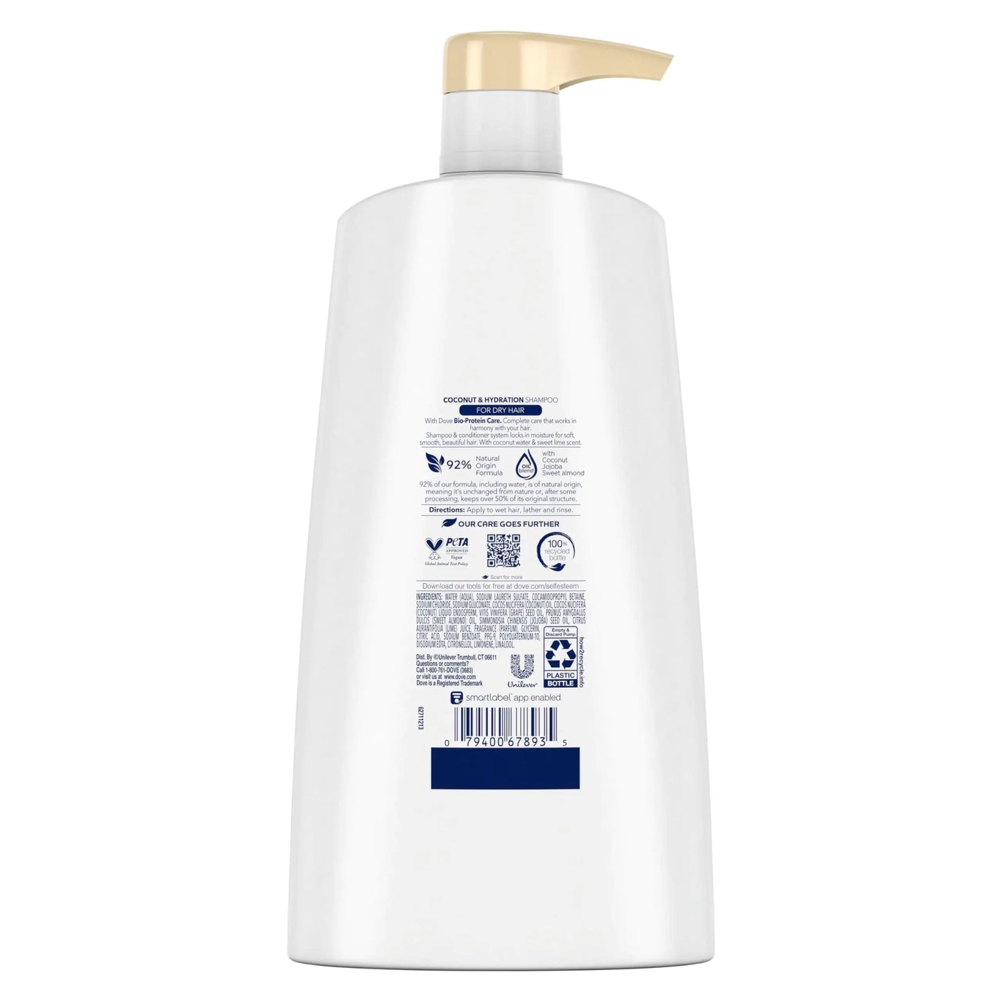 Dove Ultra Care Shampoo Coconut and Hydration for Dry Hair Shampoo with Oil Blend of Coconut, Jojoba & Sweet Almond 25.4 oz