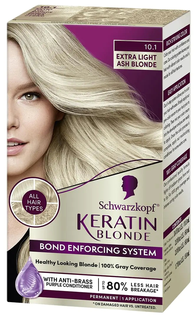 Schwarzkopf Keratin Color Permanent Hair Color, 10.1 Extra Light Ash Blonde