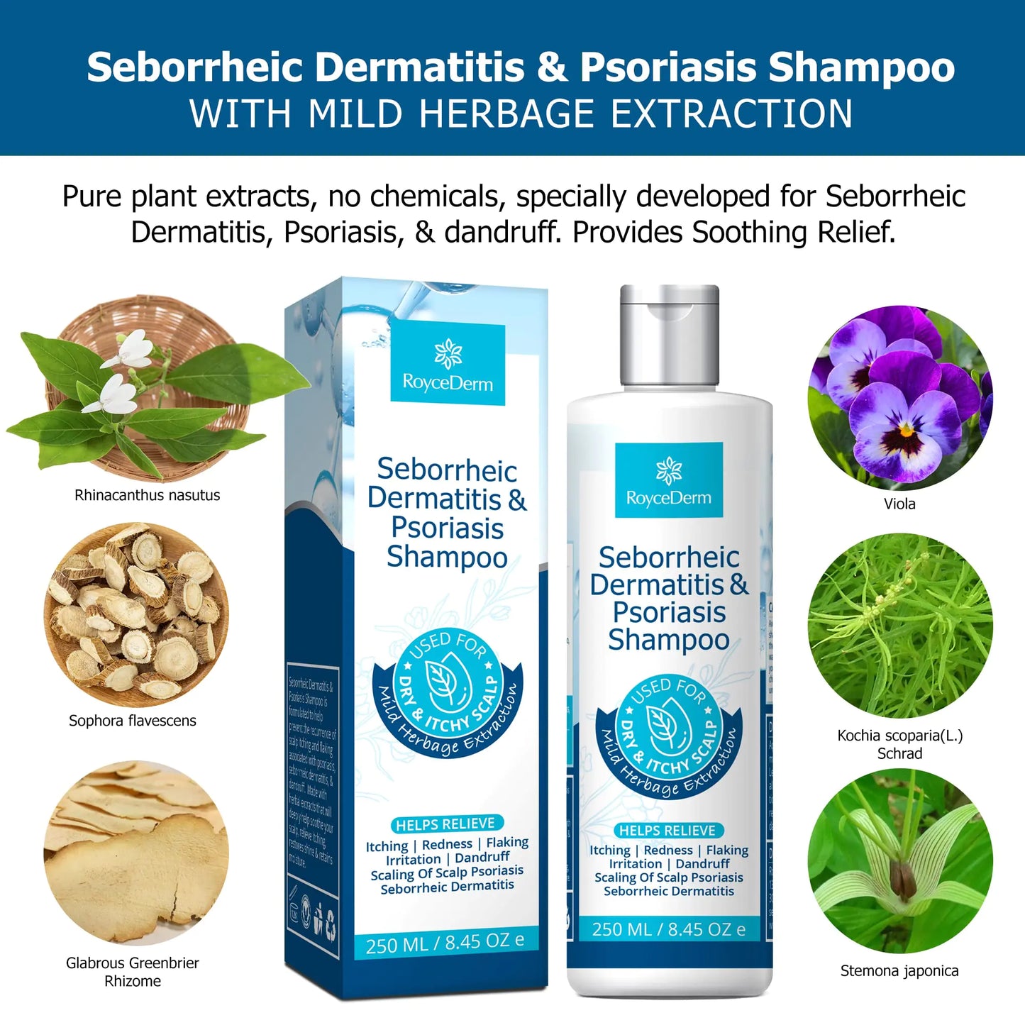 Roycederm Psoriasis Shampoo, Seborrheic Dermatitis Shampoo