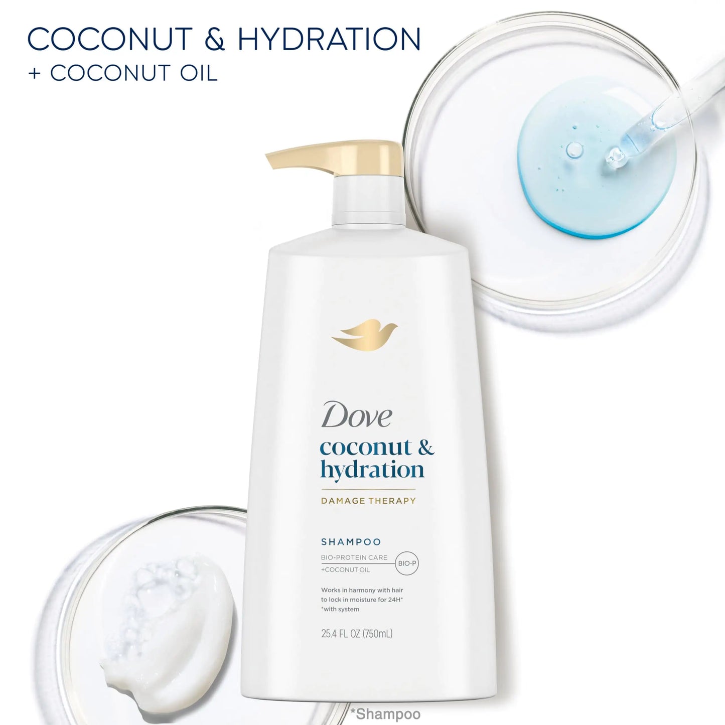 Dove Ultra Care Shampoo Coconut and Hydration for Dry Hair Shampoo with Oil Blend of Coconut, Jojoba & Sweet Almond 25.4 oz